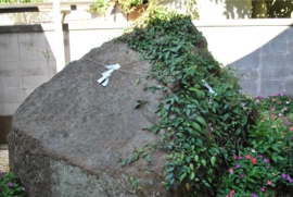 岩樟神社の左手には注連縄(しめなわ)がかけられた磐座(イワクラ)