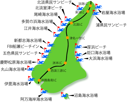 淡路島の海水浴場　マップ