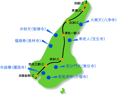 淡路島の七福神めぐり地図